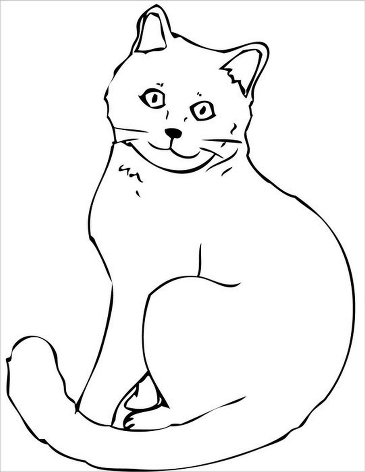Tranh tô màu con mèo cute