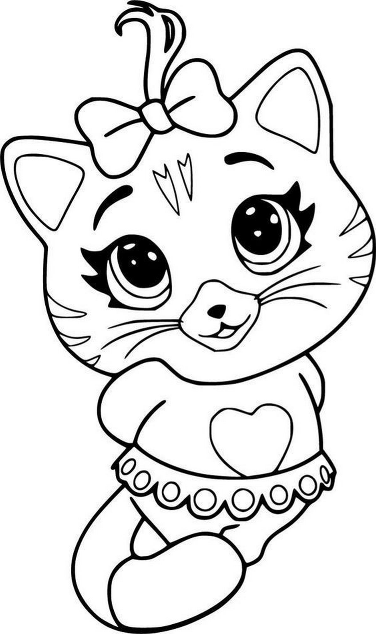Tranh tô màu con mèo Chibi