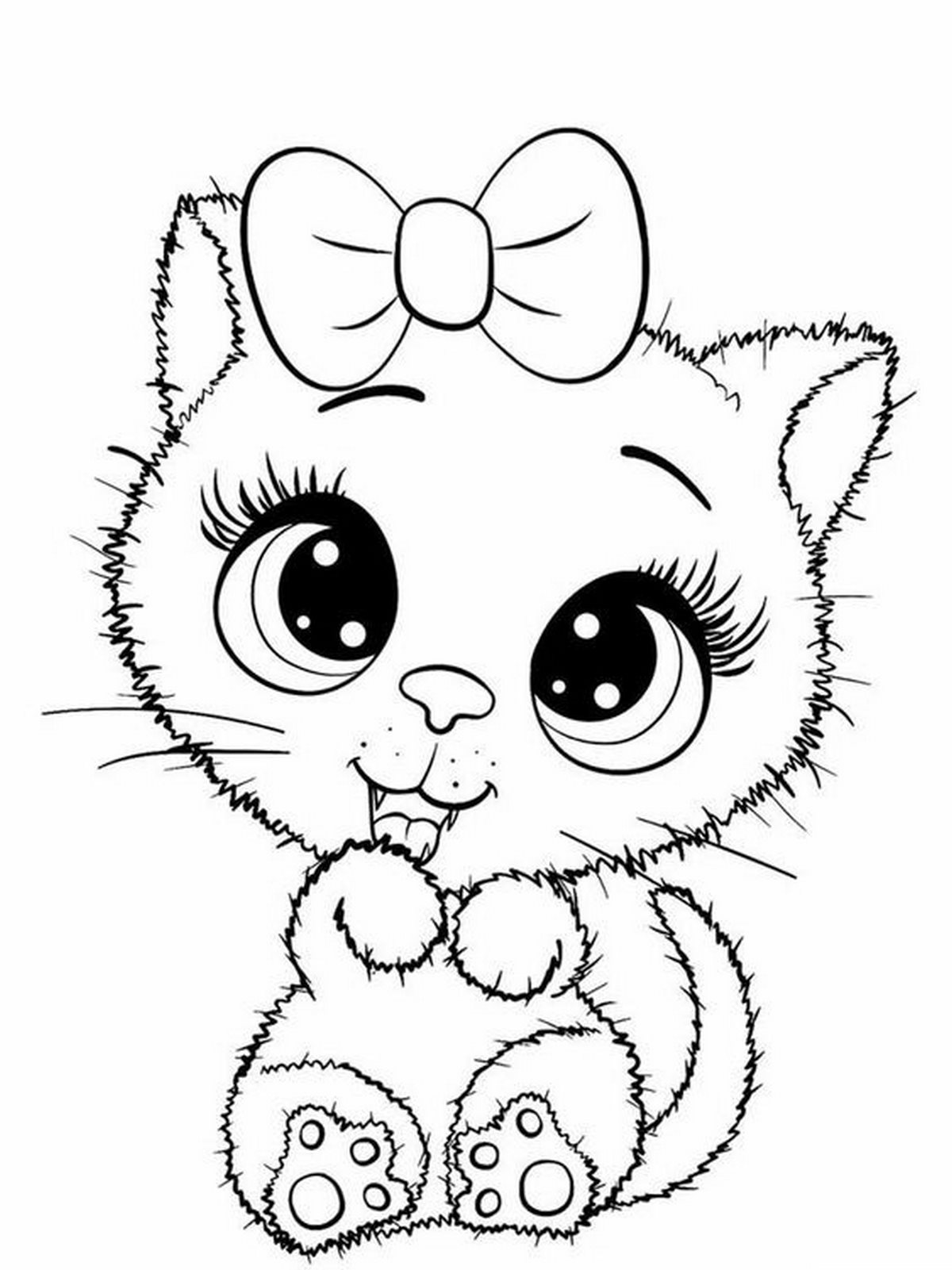 Tranh tô màu con mèo Chibi
