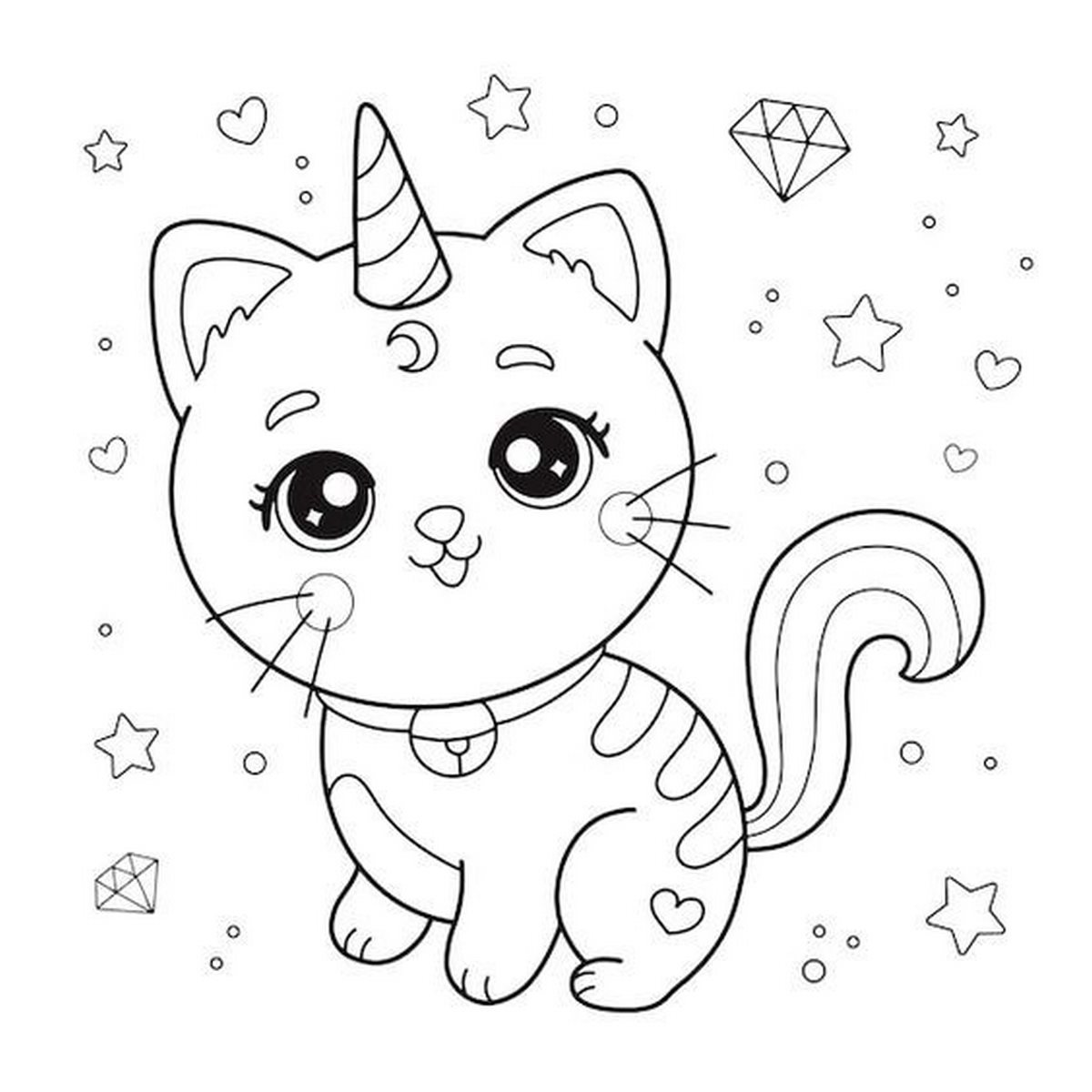 Tranh tô màu con mèo Chibi