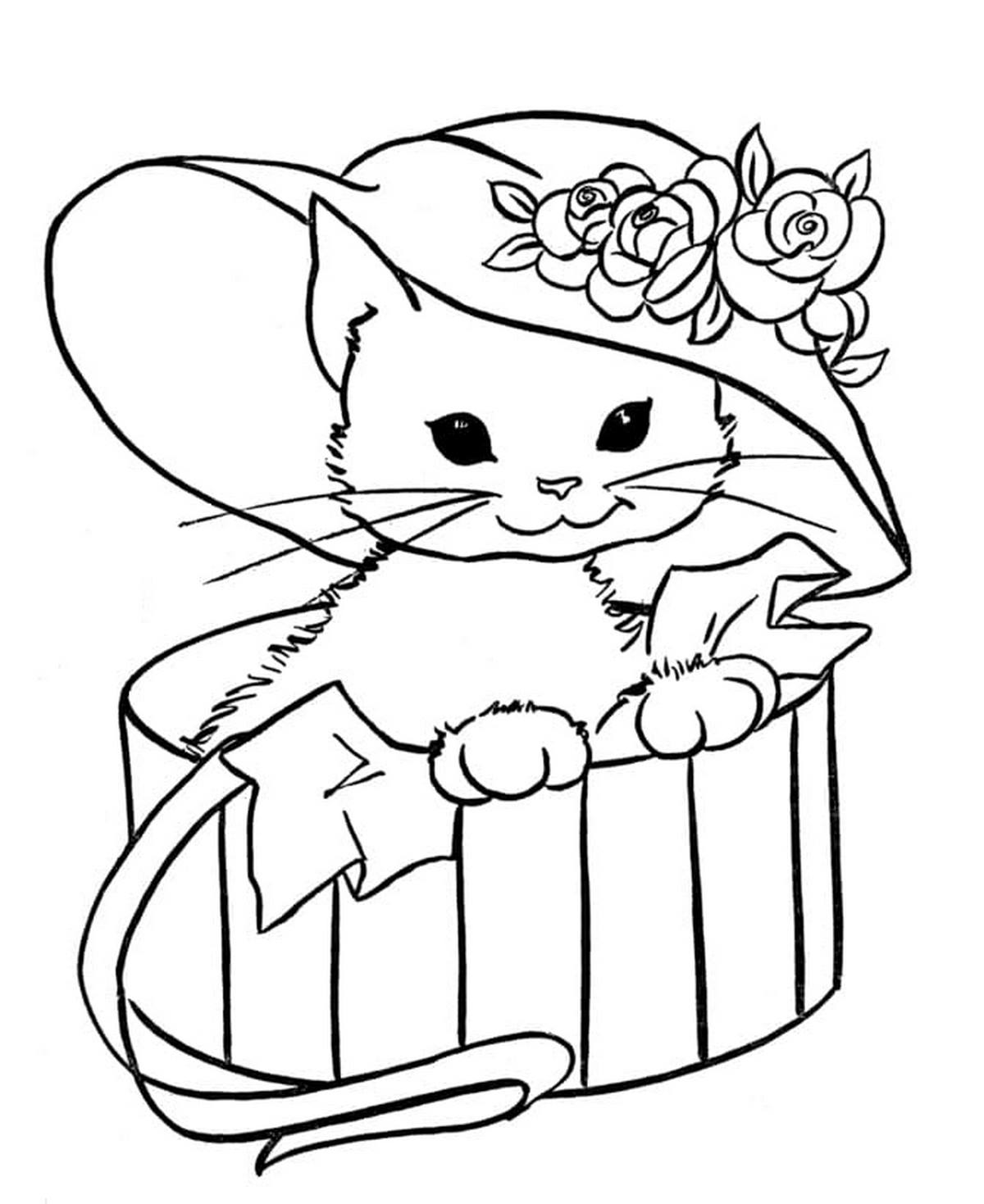 Tranh tô màu con mèo Chibi
