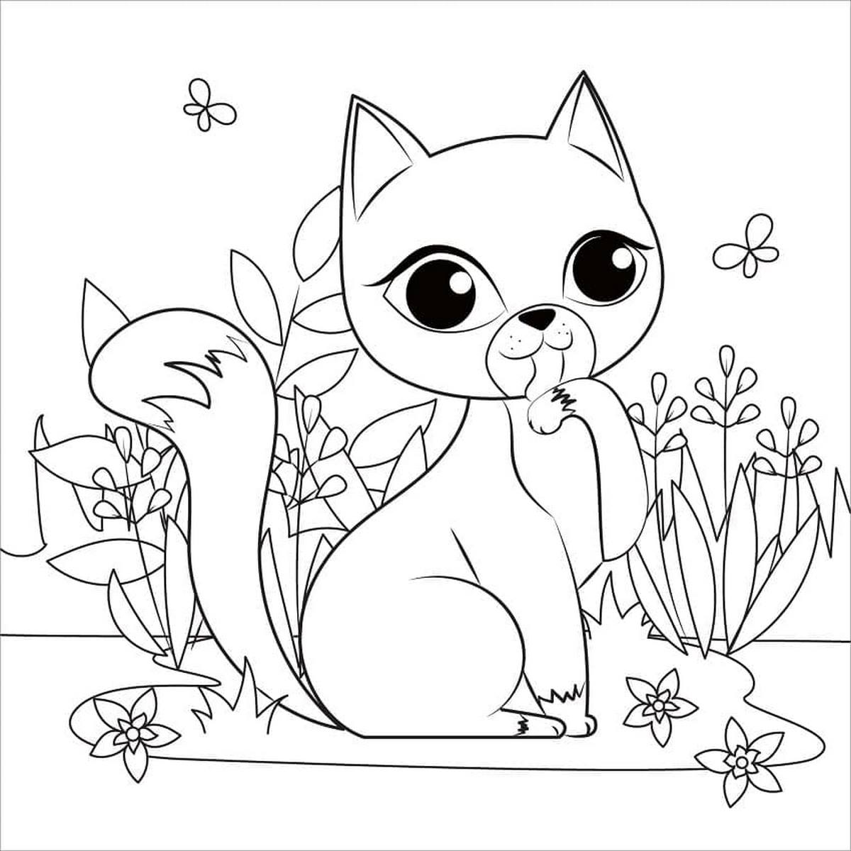Tranh tô màu con mèo vui nhộn