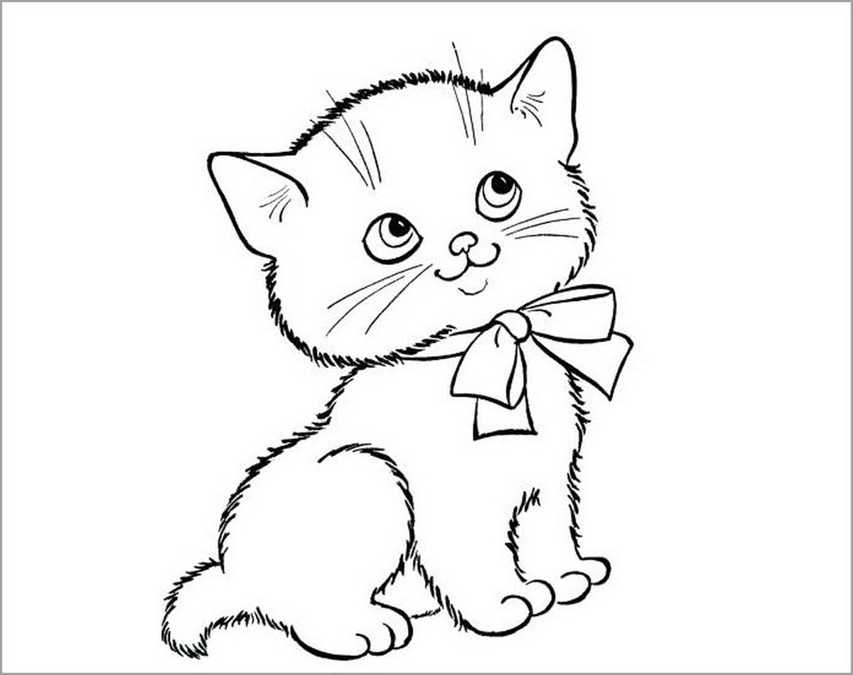 Tranh tô màu con mèo dễ thương