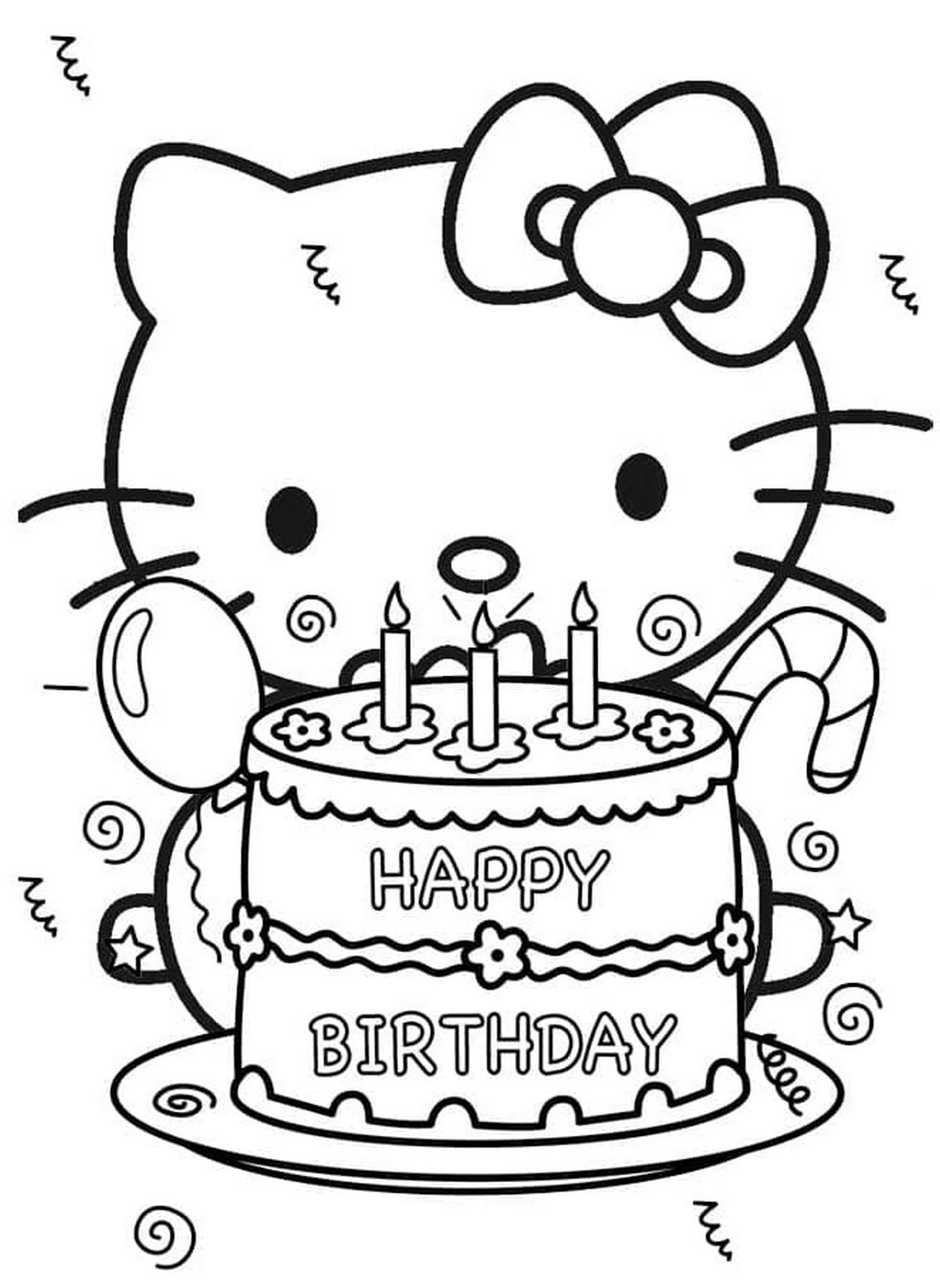 Tranh tô màu con mèo Hello Kitty