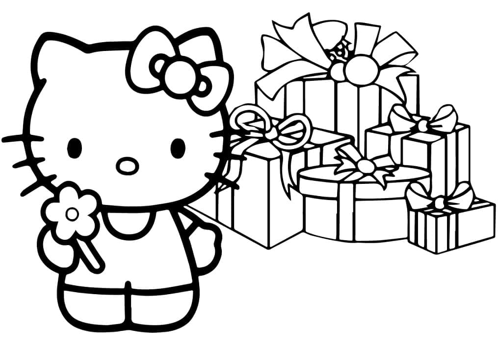 Tranh tô màu con mèo Hello Kitty