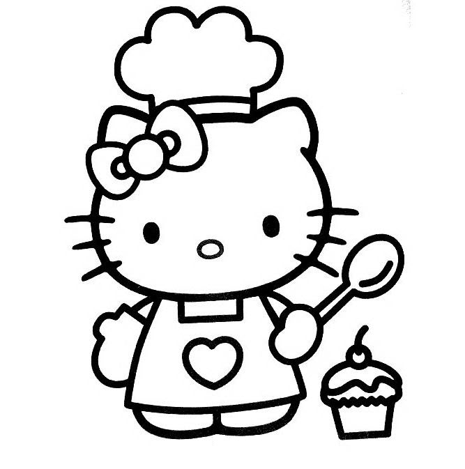 Tranh tô màu con mèo Hello Kitty