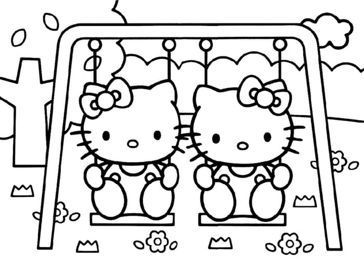Tranh tô màu con mèo Hello Kitty
