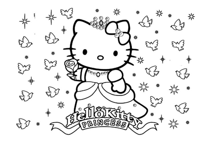 Tranh tô màu con mèo Hello Kitty