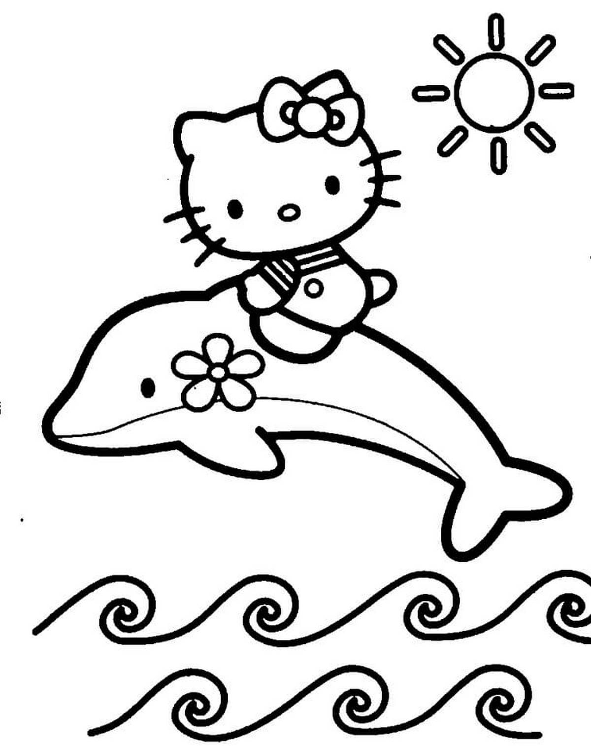 Tranh tô màu con mèo Hello Kitty