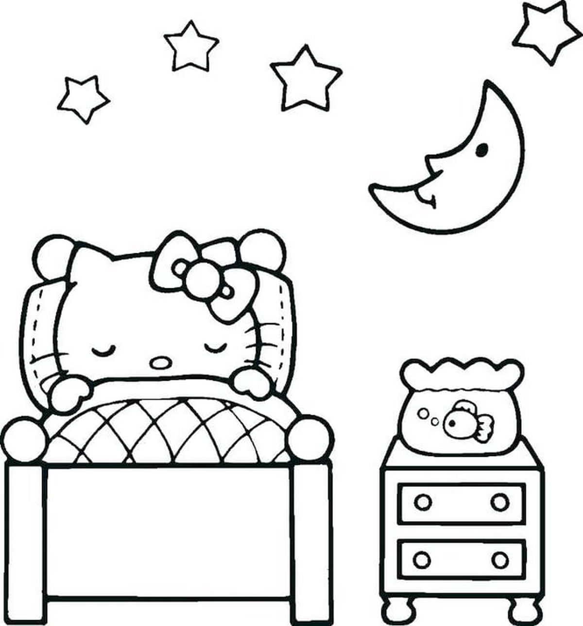 Tranh tô màu con mèo Hello Kitty