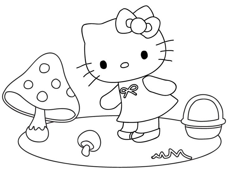 Tranh tô màu con mèo Hello Kitty