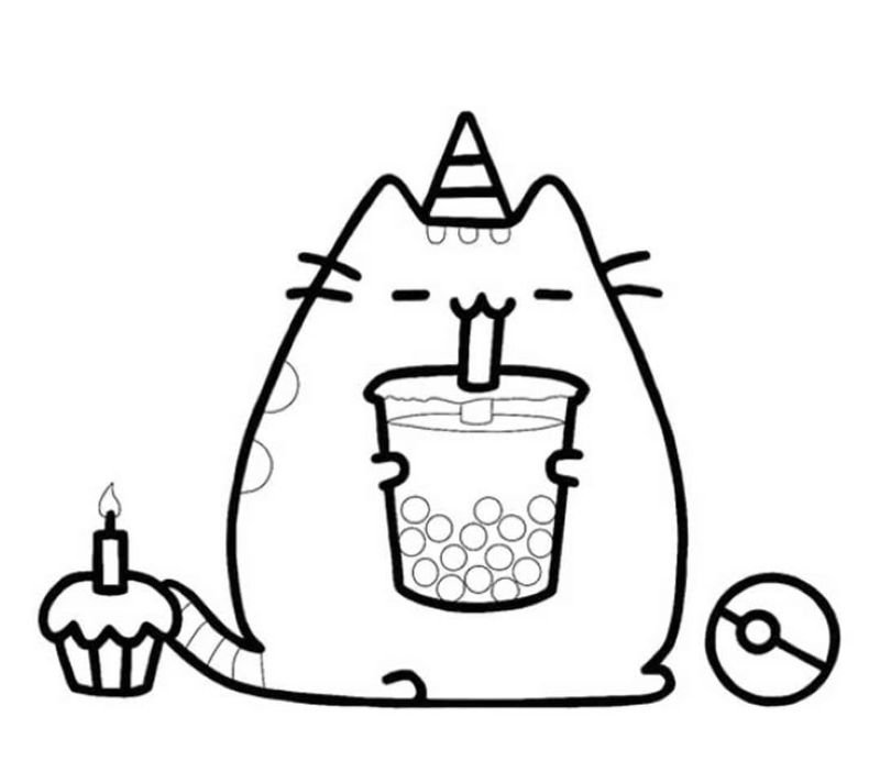 Tranh tô màu con mèo Pusheen