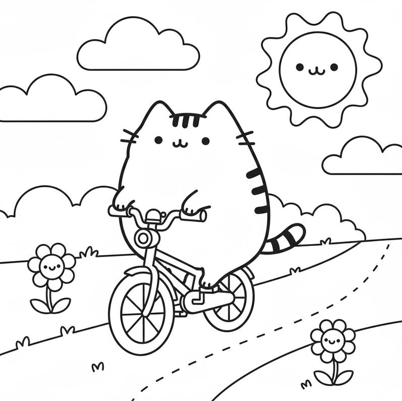 Tranh tô màu con mèo Pusheen