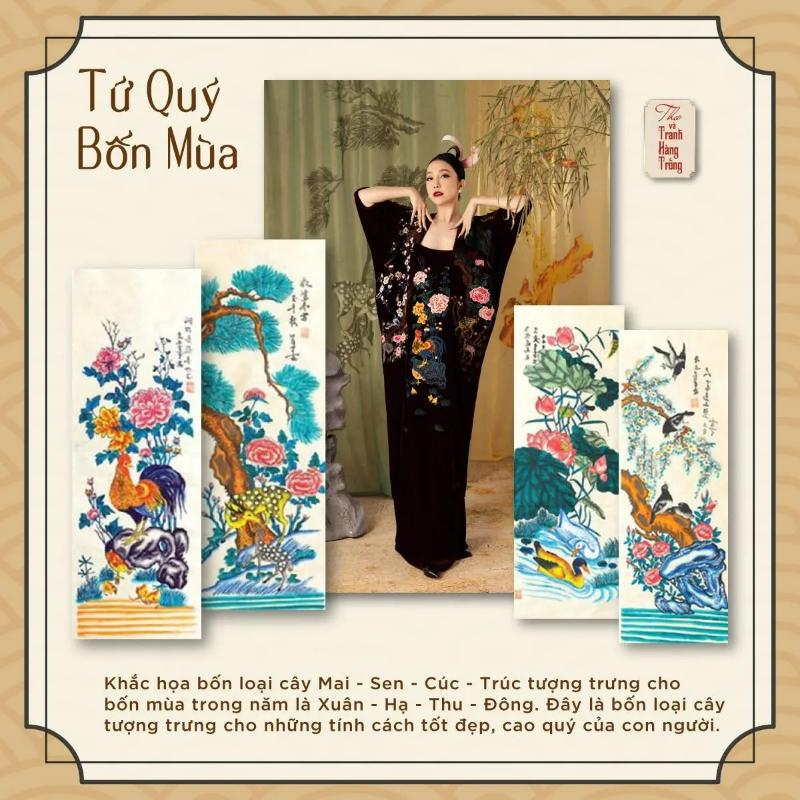 Tranh Hàng Trống lên nhung lụa đưa tín đồ thời trang về ký ức vàng son
